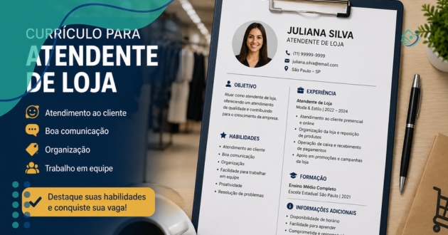 Currículo para atendente loja